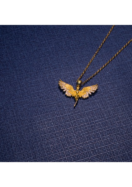Kanatlı Melek Kolye Taşlı - Hediyelik Kolye
