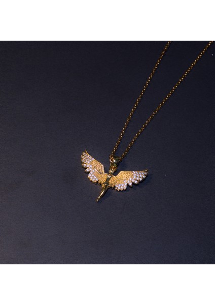 Kanatlı Melek Kolye Taşlı - Hediyelik Kolye modelleri