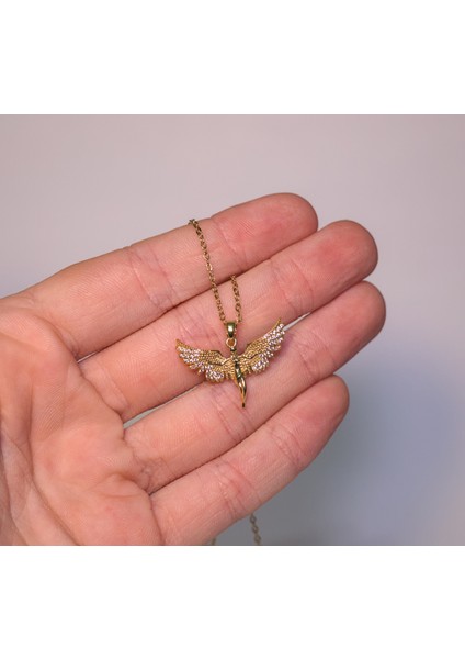 Kanatlı Melek Kolye Taşlı - Hediyelik Kolye fırsatları
