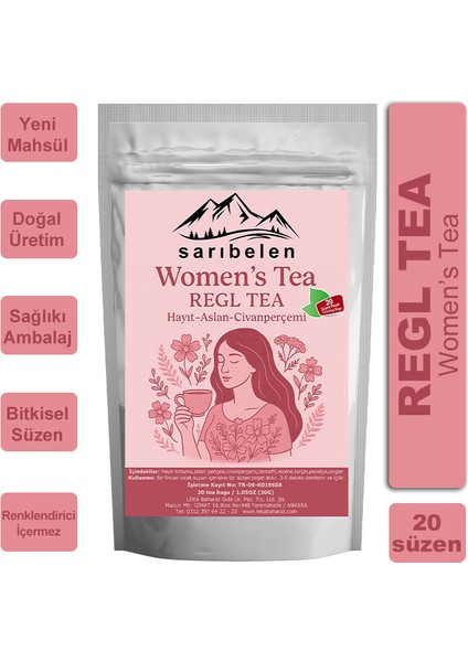 Women’s Tea Regl Dönemine Özel Bitki Çayı Doğal ve Katkısız "adet Çayı" 30 G 20 Süzen Poşet