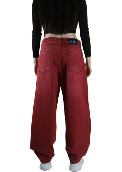 Eskitme Yıkama Unisex Baggy Jeans Pantolonvintage Kırmızı modelleri