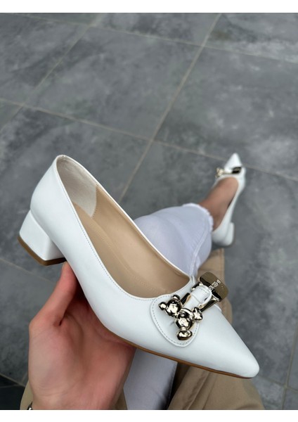 Beyaz Kadın Topuklu Ayakkabı