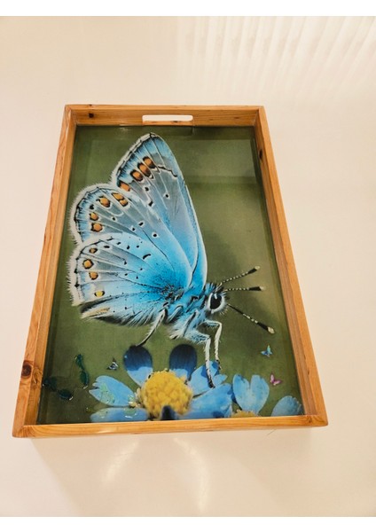 Doğal Ahşap Çerçeveli Epoksi Servis Tepsisi fiyatları