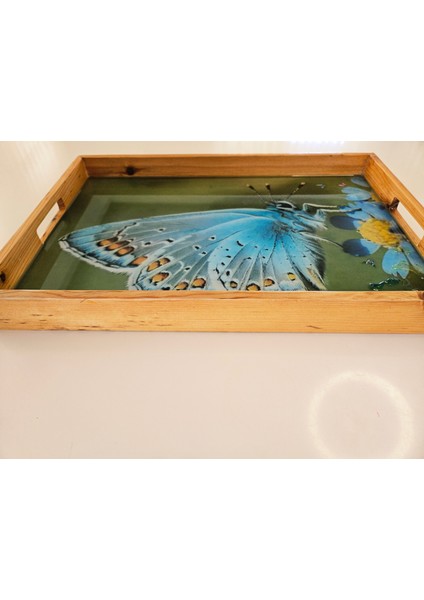Doğal Ahşap Çerçeveli Epoksi Servis Tepsisi fırsatları