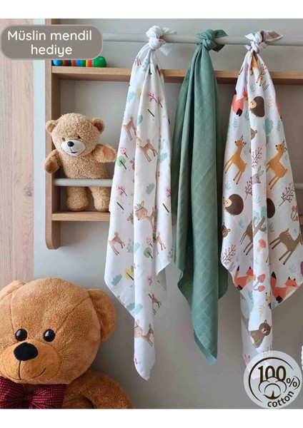 Bebek Müslin Örtü&battaniye 3 Adet %100 Pamuklu Çok Amaçlı Örtü 80X75CM-OEKO Tex Sertifikalı