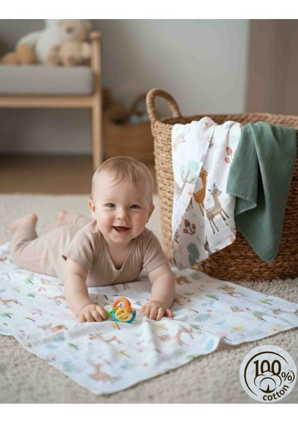 Bebek Müslin Örtü&battaniye 3 Adet %100 Pamuklu Çok Amaçlı Örtü 80X75CM-OEKO Tex Sertifikalı fiyatları