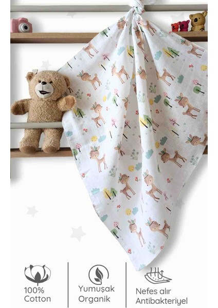 Bebek Müslin Örtü&battaniye 3 Adet %100 Pamuklu Çok Amaçlı Örtü 80X75CM-OEKO Tex Sertifikalı indirimleri