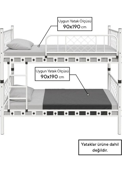 Argimo Avangard Genç Çocuk Odası Ahşap Başlıklı Metal Ranza ve Karyola 90 x 190 Ceviz