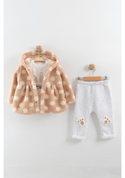 Kız Bebek Peluş Kaban Eşofman Takım (9-12-18 Ay)