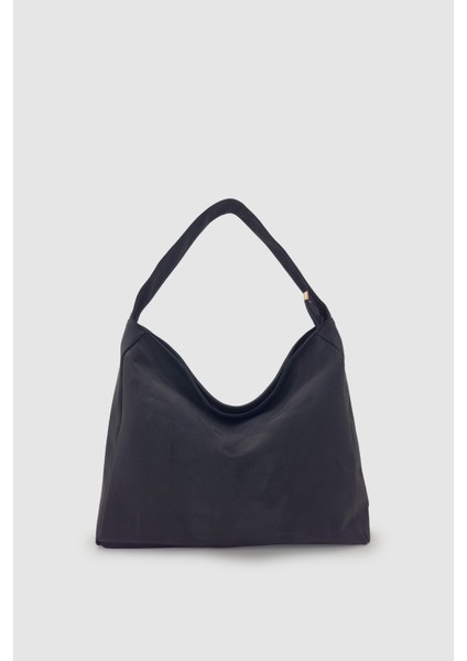 Anros Süet Kumaş Yumuşak Dokulu Büyük Boy El, Kol ve Omuz Çantası Siyah