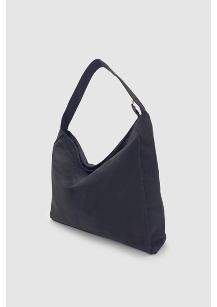 Anros Süet Kumaş Yumuşak Dokulu Büyük Boy El, Kol ve Omuz Çantası Siyah fiyatları