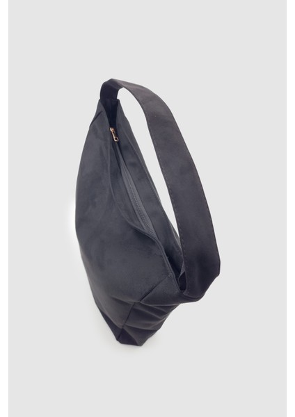 Anros Süet Kumaş Yumuşak Dokulu Büyük Boy El, Kol ve Omuz Çantası Siyah indirimleri