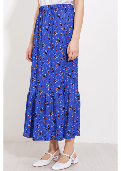 Kadın BDART Esnek Bel ile Dokulu Uzun Triko Etek Kobalt Mavisi indirimleri