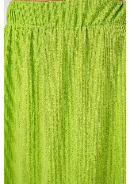 Kadın BDART Esnek Bel ile Dokulu Uzun Triko Etek Zümrüt Yeşili