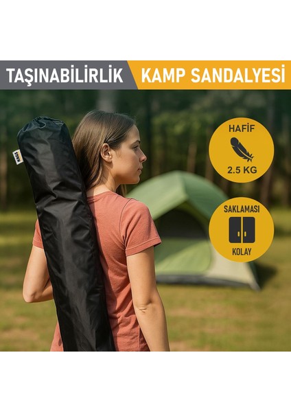 Kamp Sandalyesi, Outdoor, Plaj Piknik Için Katlanır Kamp Sandalyesi Standart Boy - Kahverengi