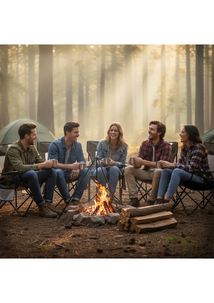 Kamp Sandalyesi, Outdoor, Plaj Piknik Için Katlanır Kamp Sandalyesi Standart Boy - Kahverengi