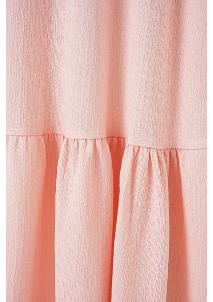 Kadın BDART Esnek Bel ile Dokulu Uzun Triko Etek Pink