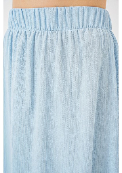 Kadın BDART Esnek Bel ile Dokulu Uzun Triko Etek Blue