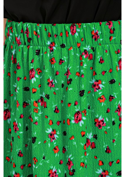 Kadın BDART Esnek Bel ile Dokulu Uzun Triko Etek Green