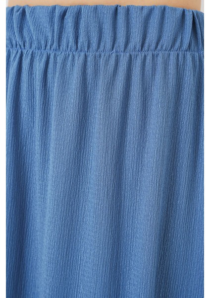 Kadın BDART Esnek Bel ile Dokulu Uzun Triko Etek Blue