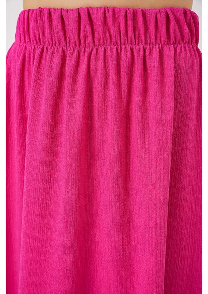 Kadın BDART Esnek Bel ile Dokulu Uzun Triko Etek Pink