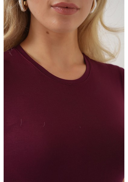 Kadın BDART Dik Yaka, Askısız, Fitilli Bodysuit Red