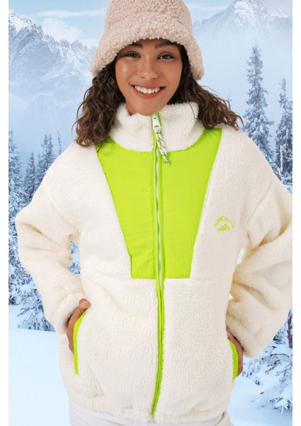 Kadın BDART Kapüşonlu Peluş Sahte Kürk Mont Yeşil modelleri