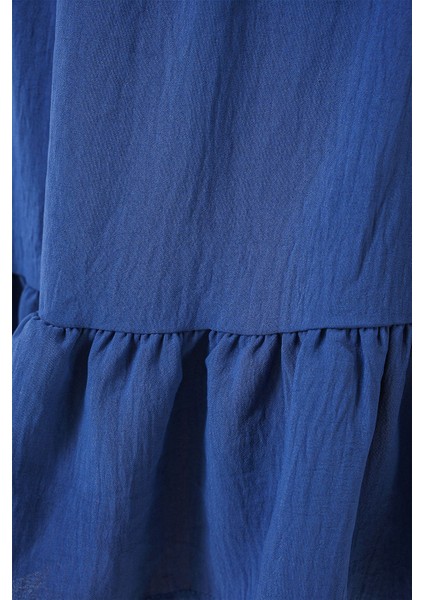 Kadın BDART Astarlı Dokulu Mini Etek Lacivert