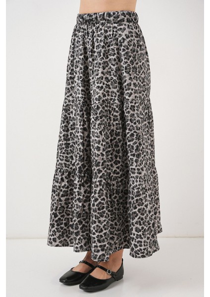 Kadın BDART Desenli Maxi Etek Grey