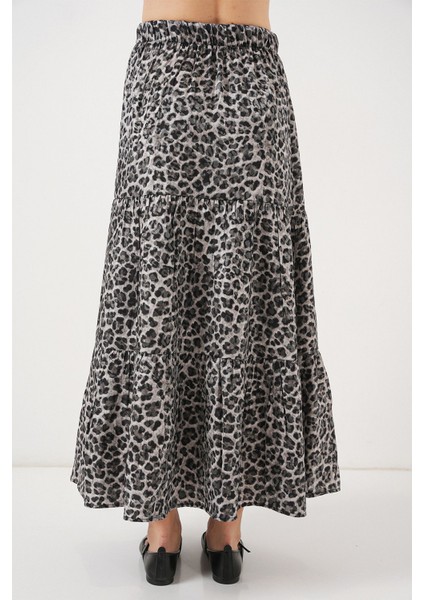 Kadın BDART Desenli Maxi Etek Grey