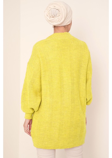 Kadın BDART Düğmeli Doku Yassı V Yaka Hırka Limon Sarısı fırsatları