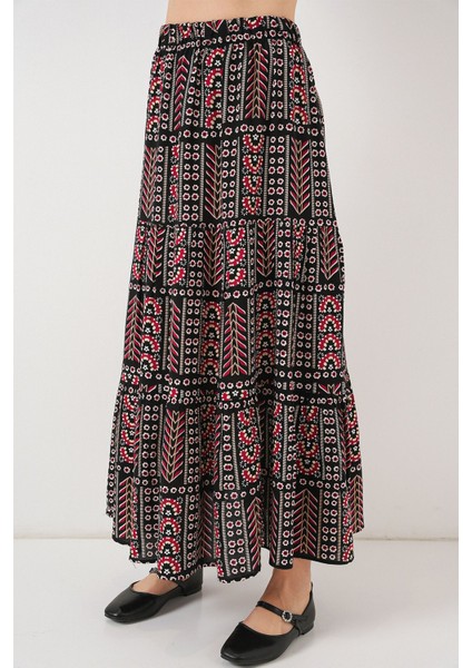 Kadın BDART Desenli Maxi Etek Black