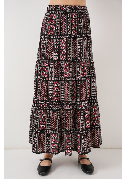 Kadın BDART Desenli Maxi Etek Black