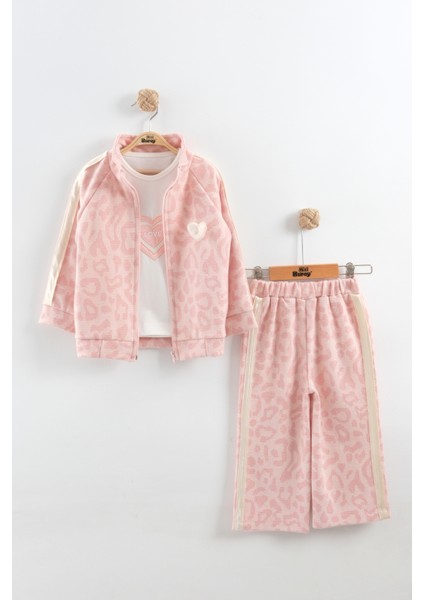 Kız Çocuk Kalp Desen Eşofman Takım 3'lü Takım (2-3-4-5 Yaş)