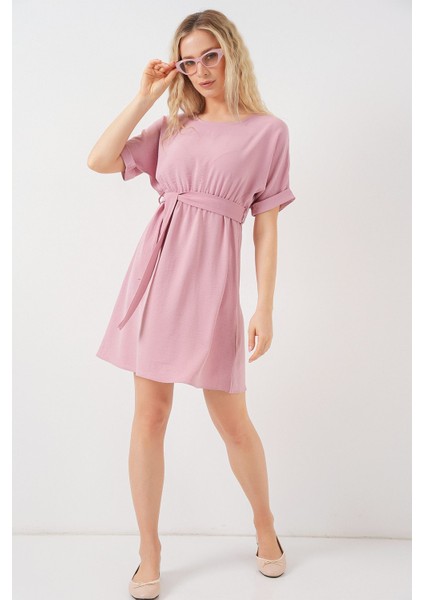Kadın BDART Kemerli İkili Mini Elbise Pink