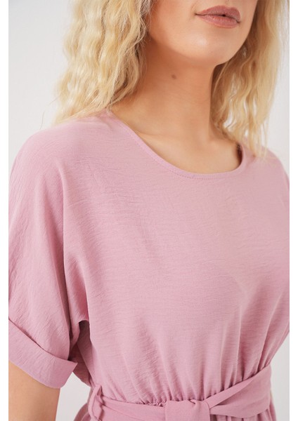 Kadın BDART Kemerli İkili Mini Elbise Pink