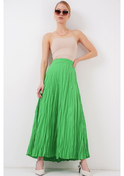Kadın BDART Astarlı Dokulu Maxi Etek Yeşil