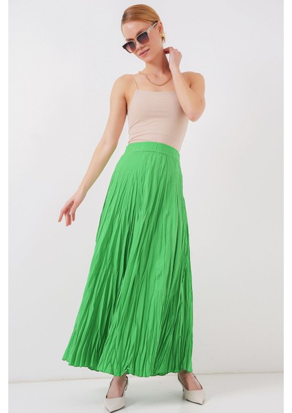 Kadın BDART Astarlı Dokulu Maxi Etek Yeşil