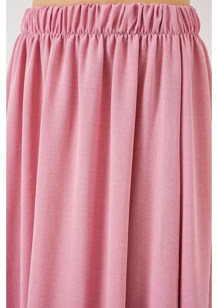 Kadın BDART Çekmece Bel Detaylı Dokulu Maxi Etek Toz Pembe