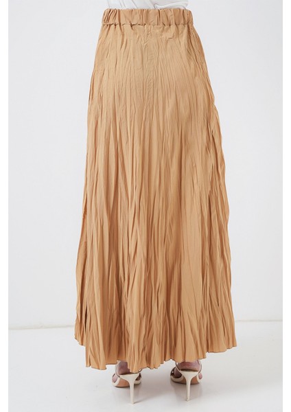 Kadın BDART Astarlı Dokulu Maxi Etek Natural