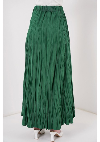 Kadın BDART Astarlı Dokulu Maxi Etek Green