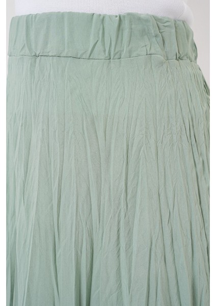Kadın BDART Astarlı Dokulu Maxi Etek Adaçayı Yeşili
