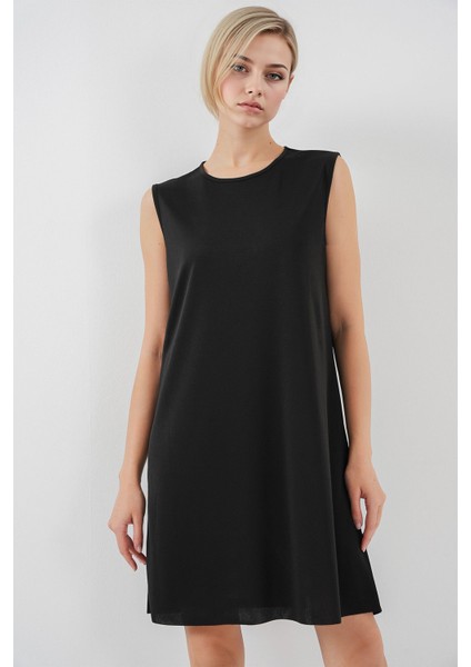 Kadın BDART Bol Kesim Midi Elbise, Düz Yakalı Siyah indirimleri