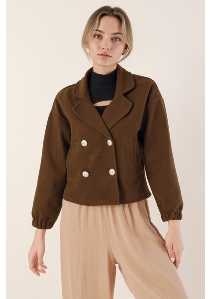 Kadın BDART Düğmeli Kısa Kutulu Ceket Brown modelleri