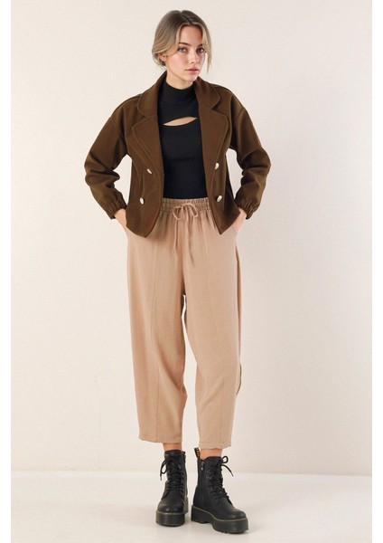 Kadın BDART Düğmeli Kısa Kutulu Ceket Brown fırsatları