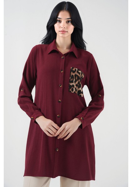 Kadın BDART Leopar Desenli Cep Butonlu Uzun Kollu Gömlek Red fırsatları