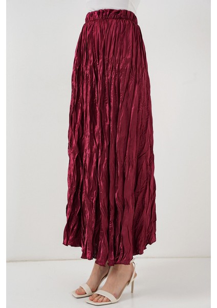 Kadın BDART Astarlı Doku Detaylı Maxi Etek Red