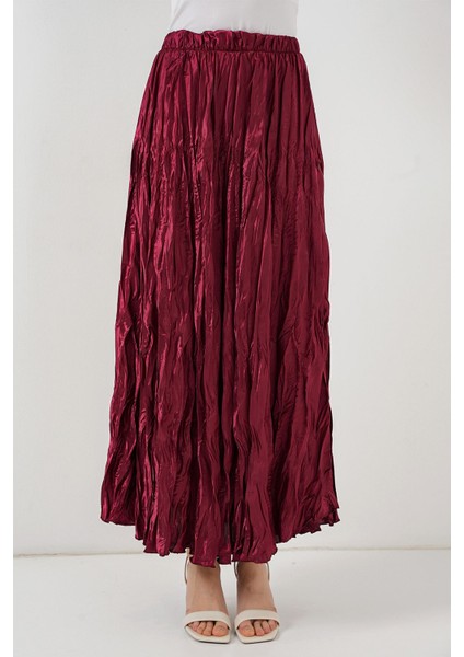 Kadın BDART Astarlı Doku Detaylı Maxi Etek Red