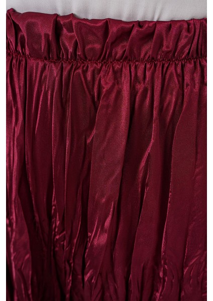 Kadın BDART Astarlı Doku Detaylı Maxi Etek Red