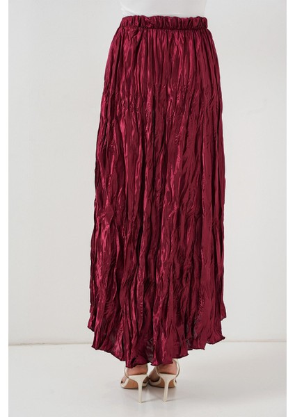 Kadın BDART Astarlı Doku Detaylı Maxi Etek Red